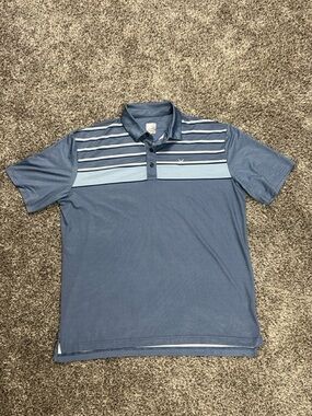 Callaway Opti-Quick Dry Large Blue Striped Performance Golf Polo Blue & Navy